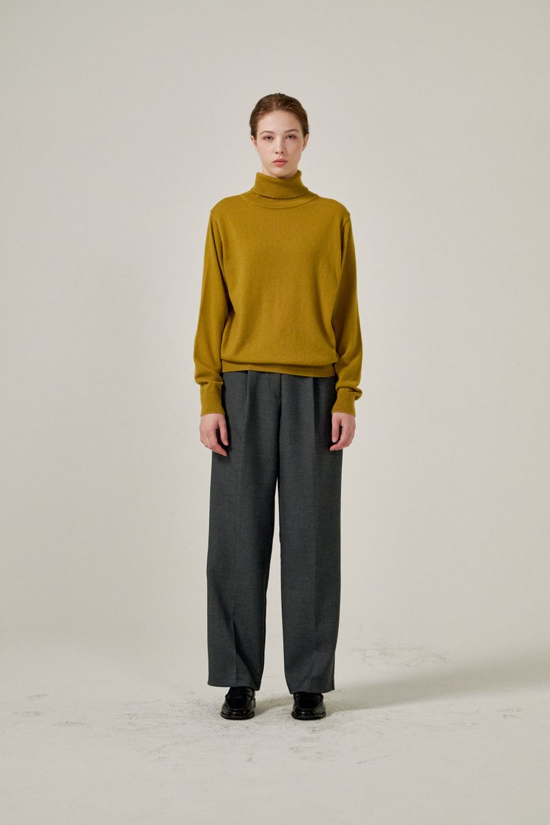 Cashmere turtle neck knit (Mustard)