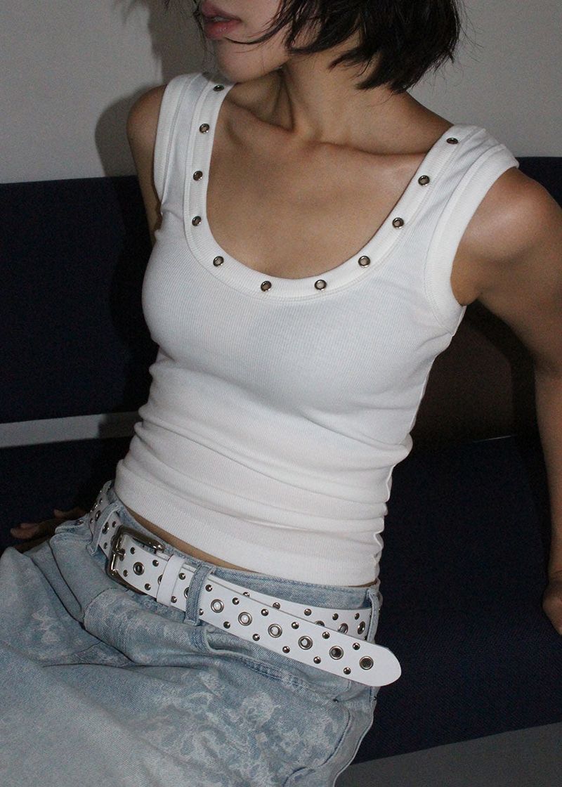 EYELET RIB SLEEVELESS