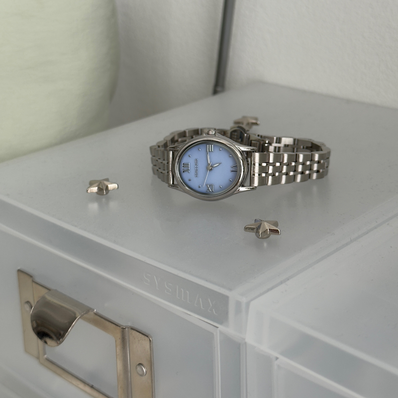 oval metal watch (blue)