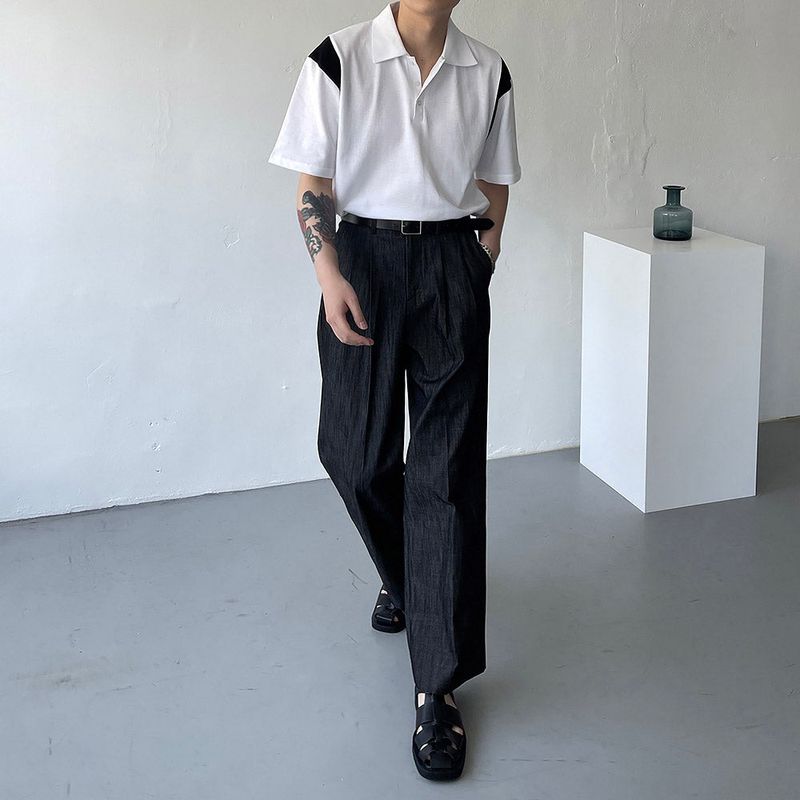 EV BOLN Pintuck Denim Slacks