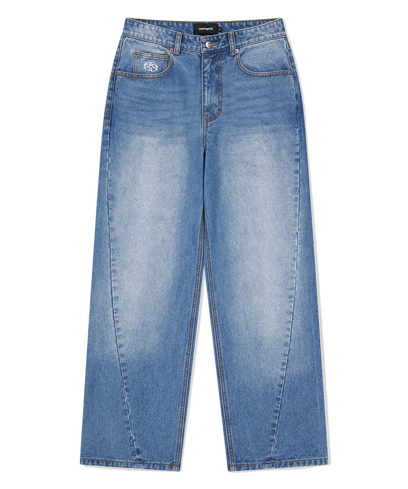 BACK LOGO WASHED DENIM PANT