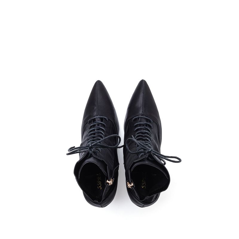 Satin Stiletto Ankle Heel(Black)