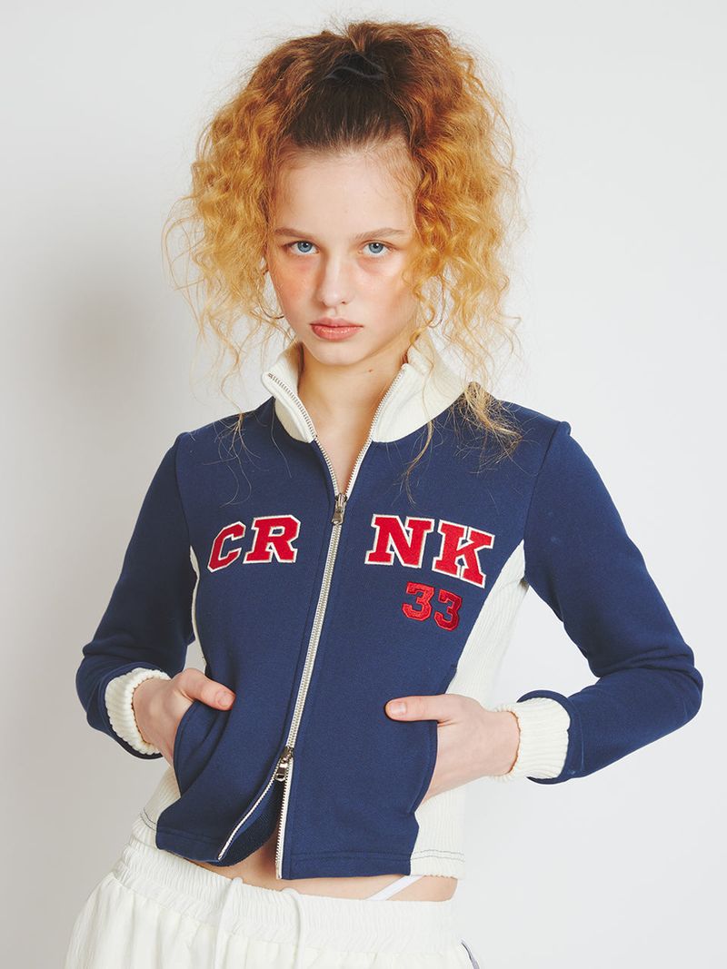 crank（クランク）の「ハイネックロゴジップアップ/HIGH-NECK LOGO ZIP-UP_NV（ジャケット/アウター）」