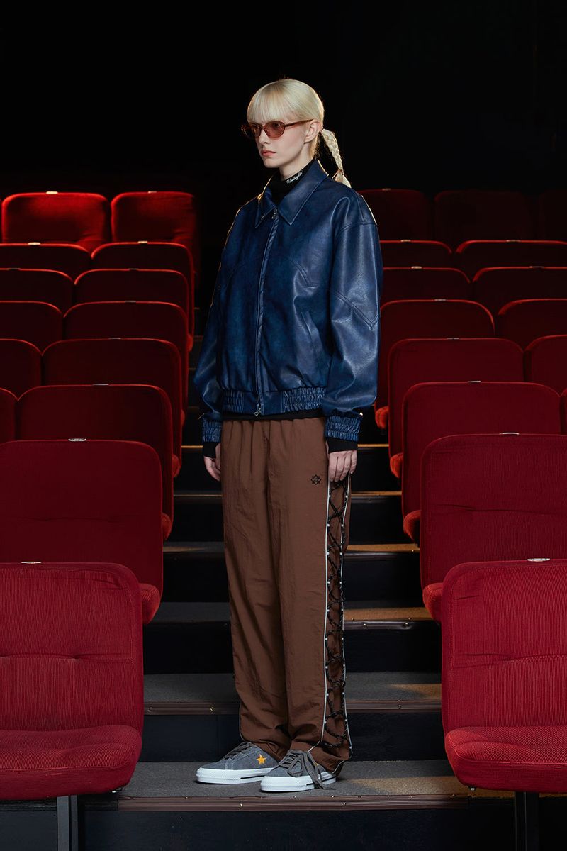FAUX LEATHER WESTERN BLOUSON / BLUE