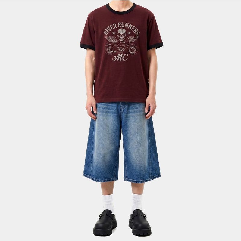Essential Standard Short-Sleeve Ringer T-Shirt Motorcycle Burgundy
