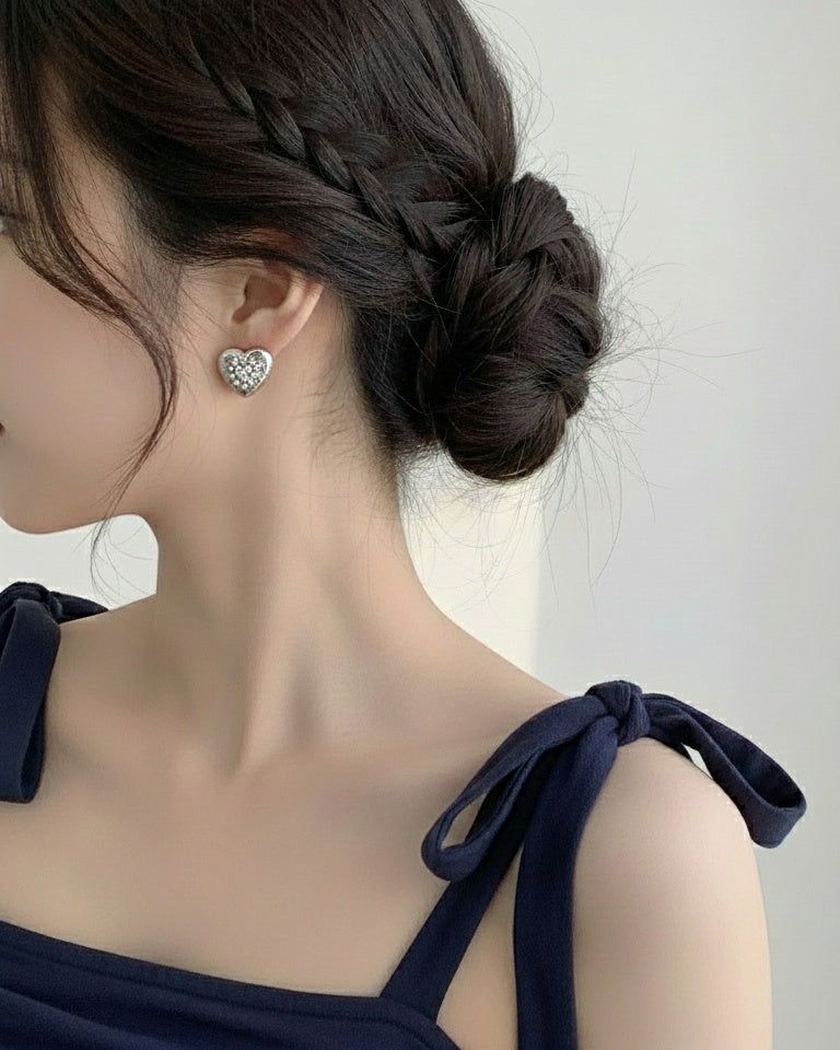 スーパーノヴァ ハート ピアス - シルバーカラー