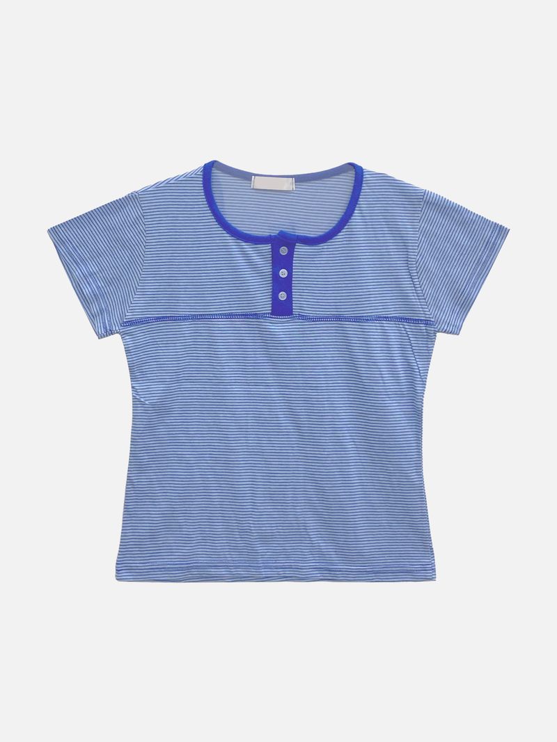 Picnic Half Button T-Shirt (4c)