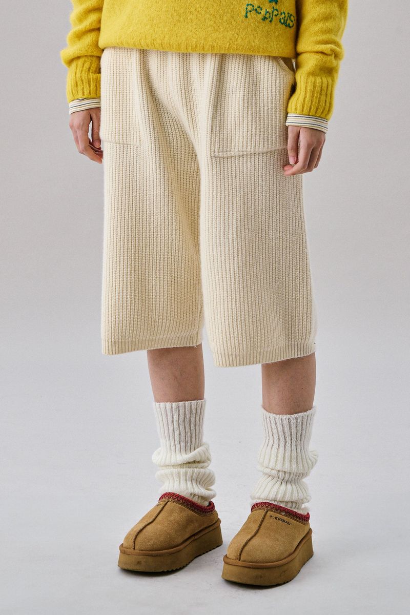 Bermuda knit wool pants [Ivory]