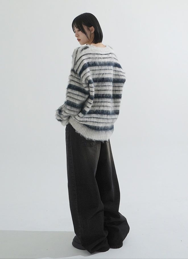 Maison washing wide denim pants