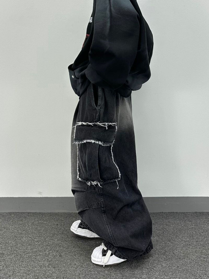 cut-off big pocket denim balloon pt