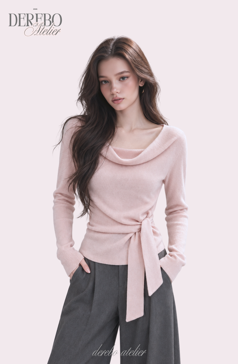 Flow Pink Shirring Wrap Knit Top