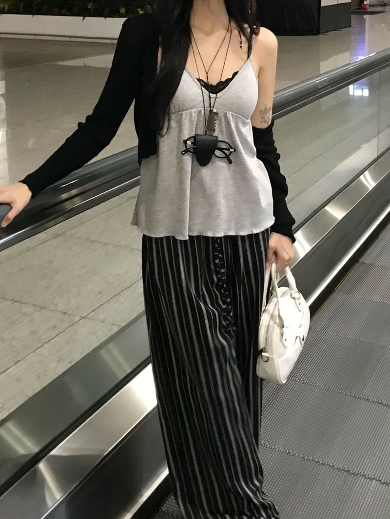 Sunday Home Stripe Lounge Button Wide Pants