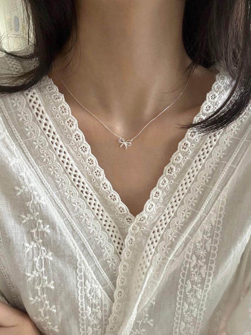 [92.5silver] Solid ribbon necklace