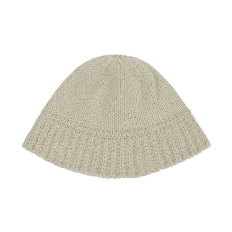 Monogram Label Wool Knit Bucket Hat Beige