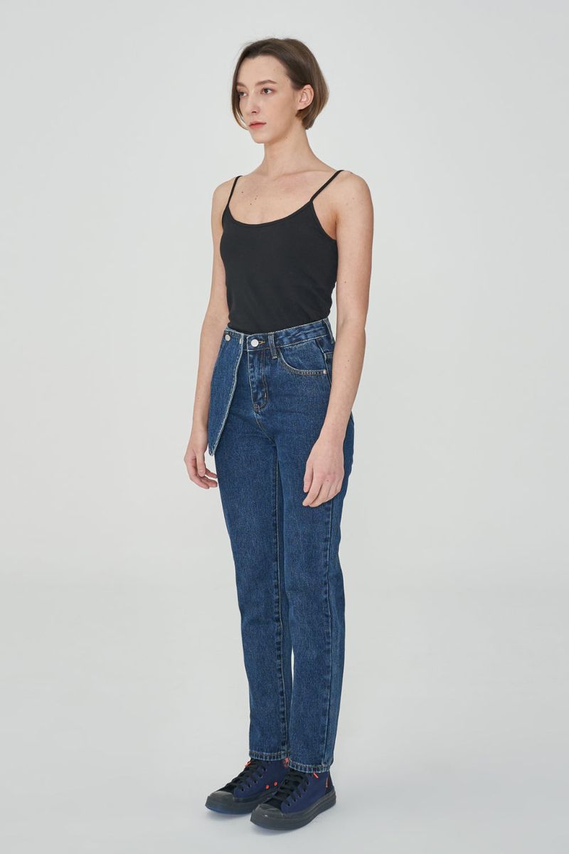 STRAIGHT FIT SNAP POCKET DENIM PANTS [6888]