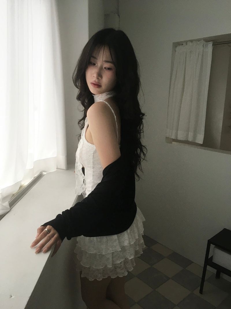 Frill Mini Dress (Tie set)