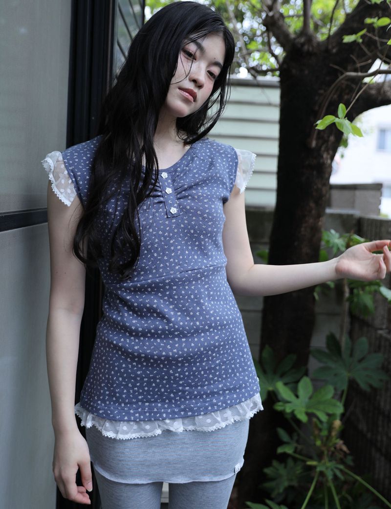 FLOWER LACE SLEEVELESS(BLUE)