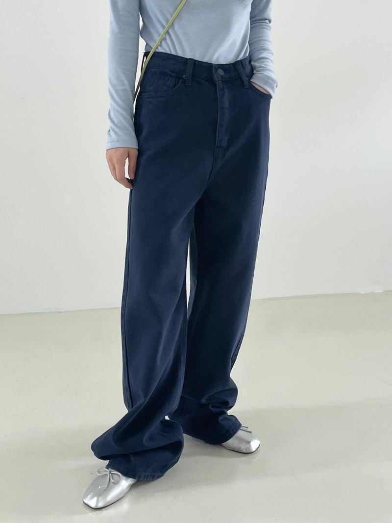 Twill wide cotton pants