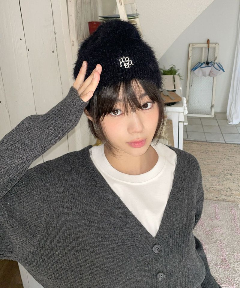 LOGO STITCH ANGORA BEANIE