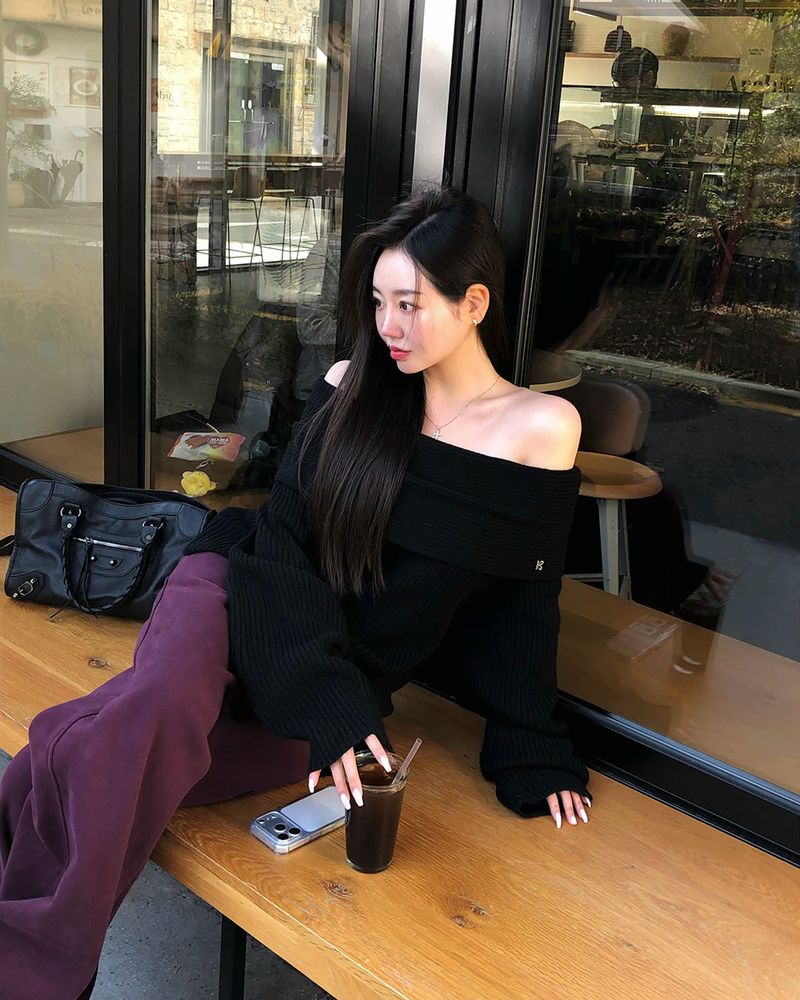 [ORIGINAL] DARE Off-Shoulder Rib Knit