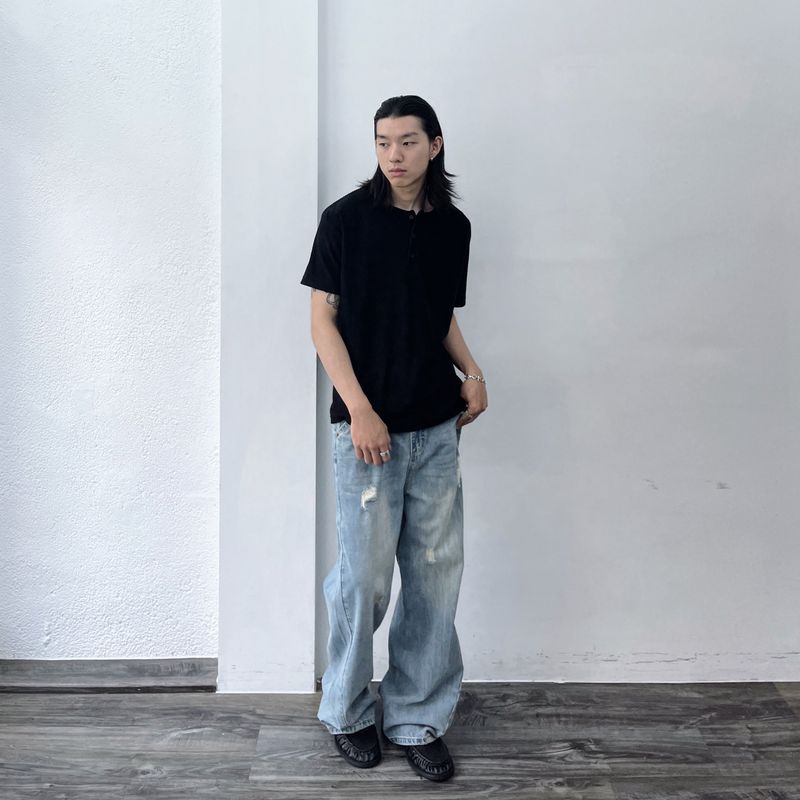 Light Wash Distressed Denim Pants