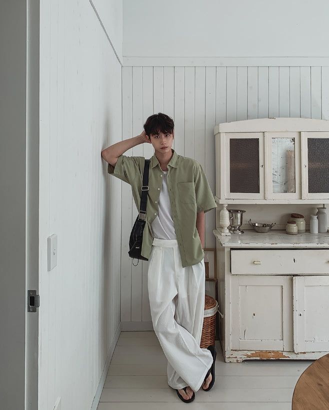 Wrap Snap Hidden Button Wide Slacks