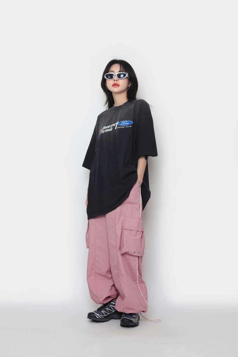 Piping nylon cargo pants