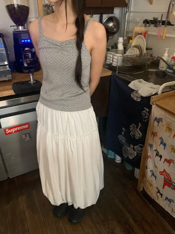 Nahisi Dot Shirring Sleeveless