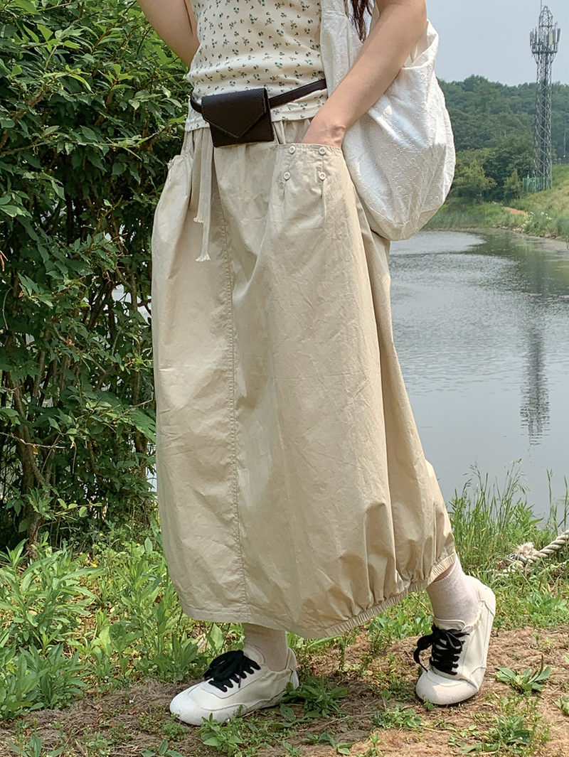 pumpkin balloon pocket long skirt