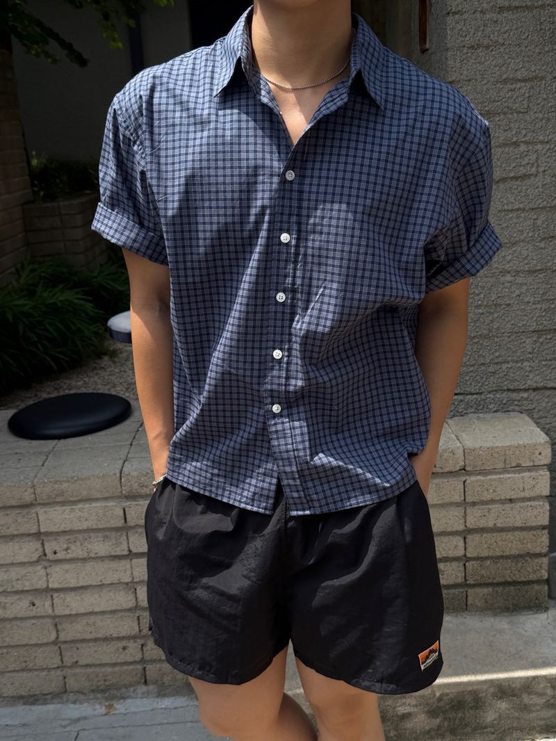 Ray crop checkered short-sleeved shirt