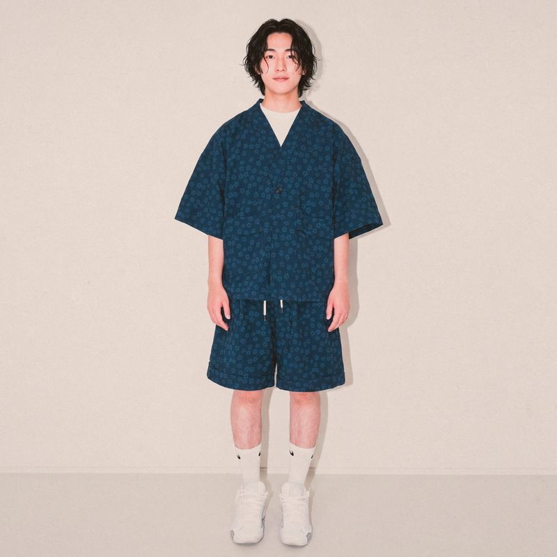 flower robe cardigan_blue