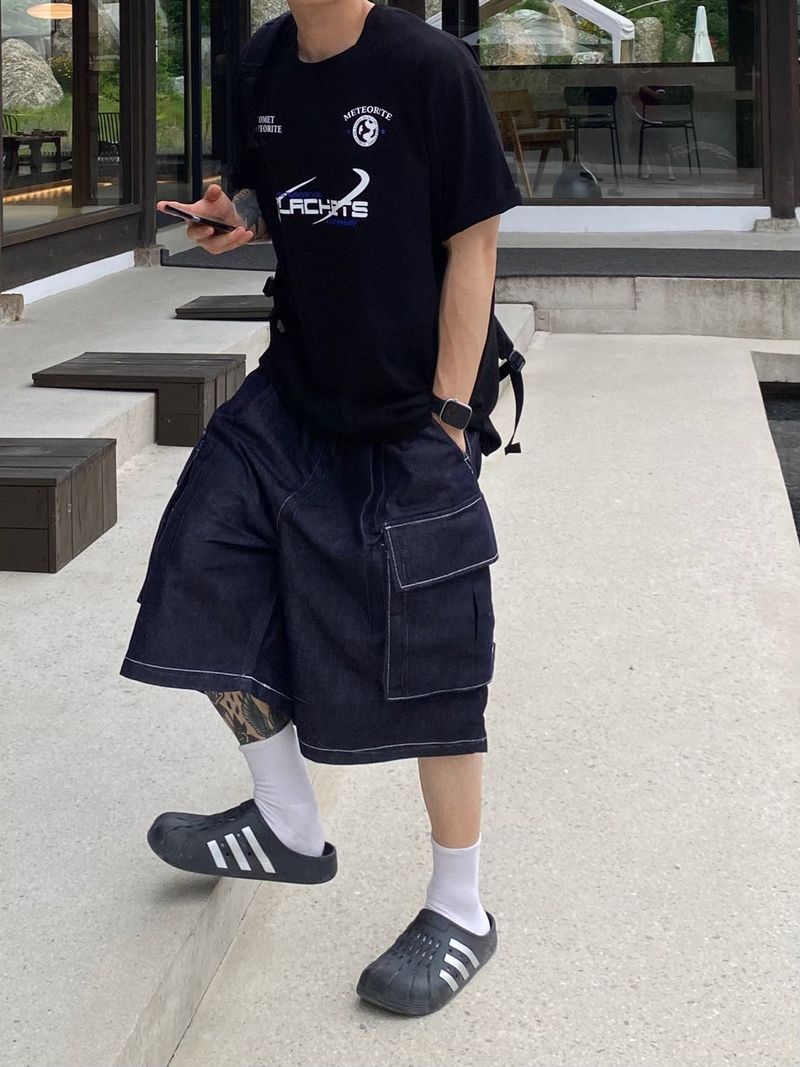 Stitch Bermuda Cargo Denim