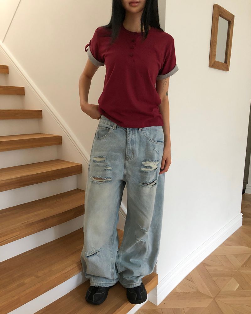 Pelton Distressed Wide Pants