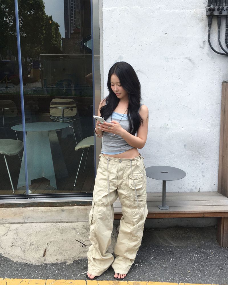 (2way) Vintage cargo string pants