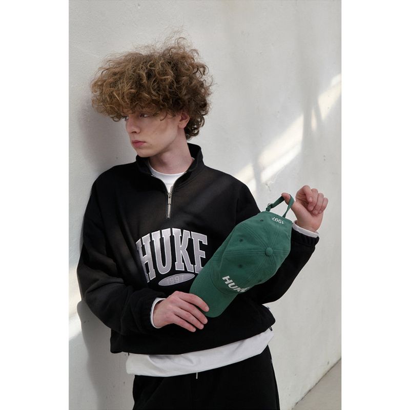 HUKE ロゴ ネイビー ハーフジップアップ MTM