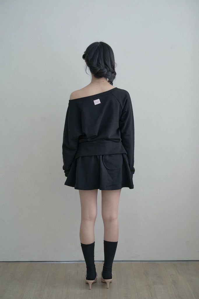 Aラインミニスカート - black