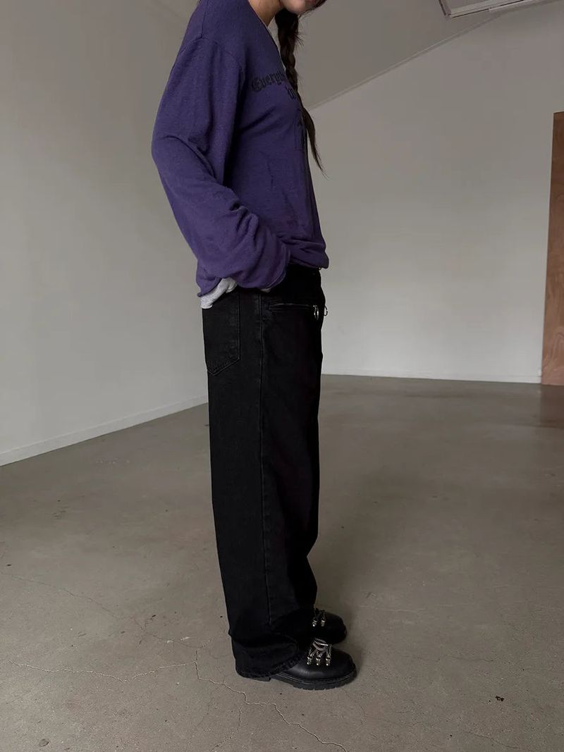 ring zip denim pants