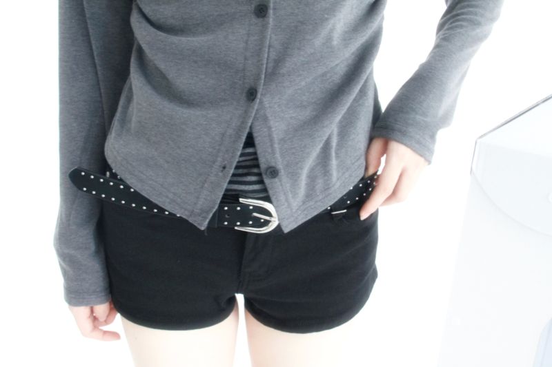 Black Spand Denim Shorts