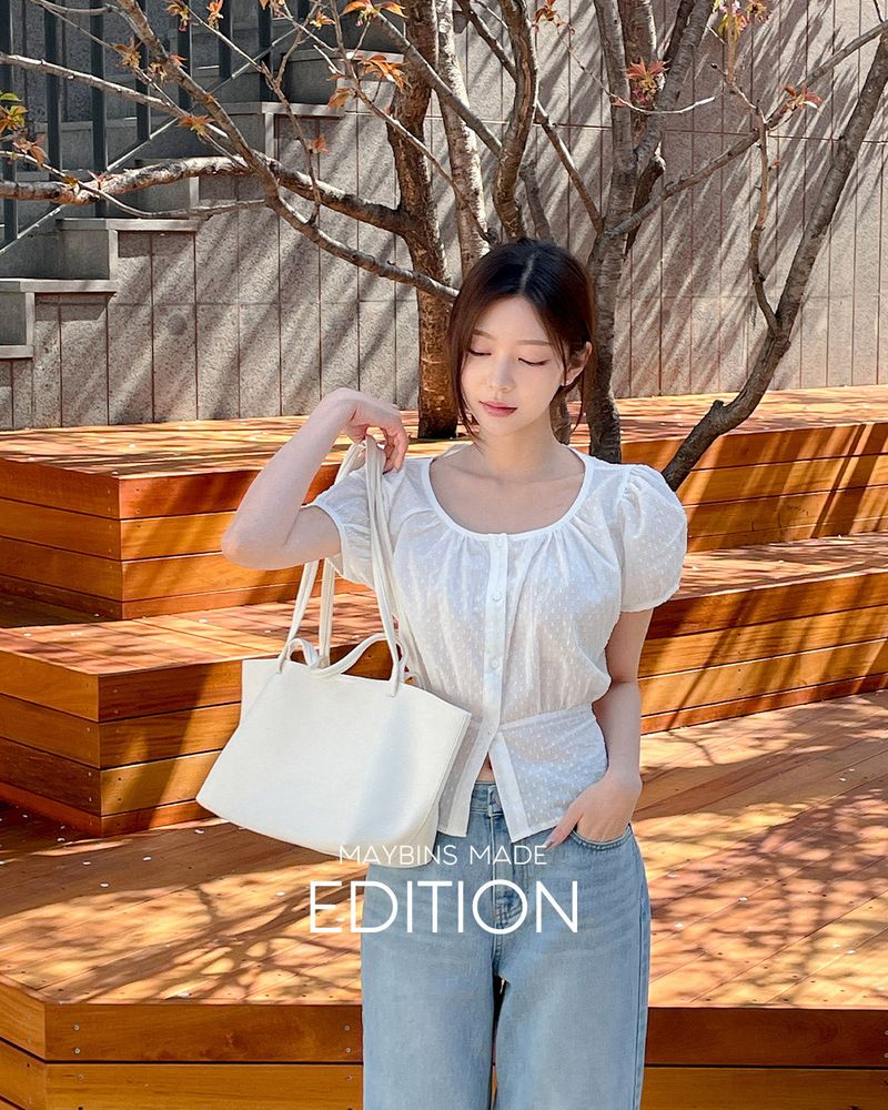 [MADE] Mico puff short‑sleeve blouse