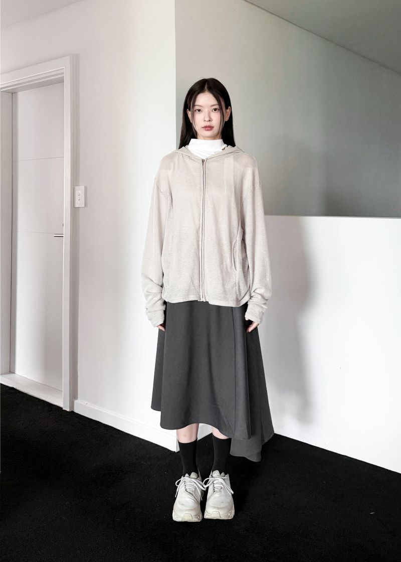 SOFT KNIT HOOD ZIP-UP