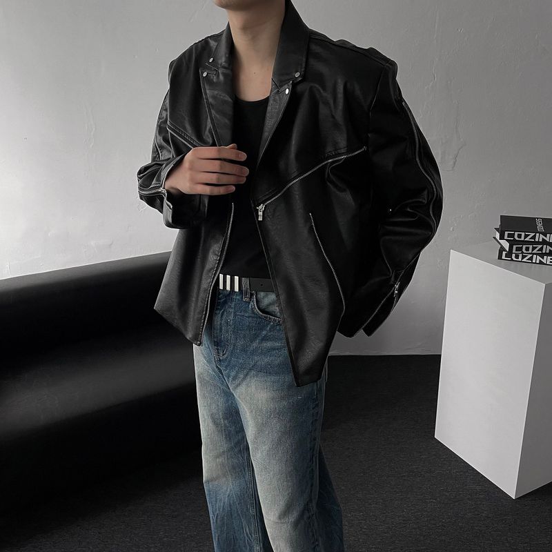 ENOC leather zipper double jacket (2 colors)