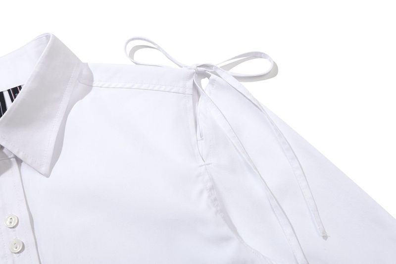 SHOULDER OPEN RIBBON SHIRT_WHITE