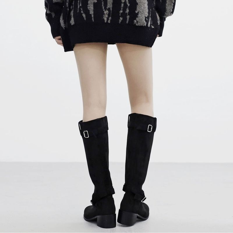 Demin Belt Suede Boots