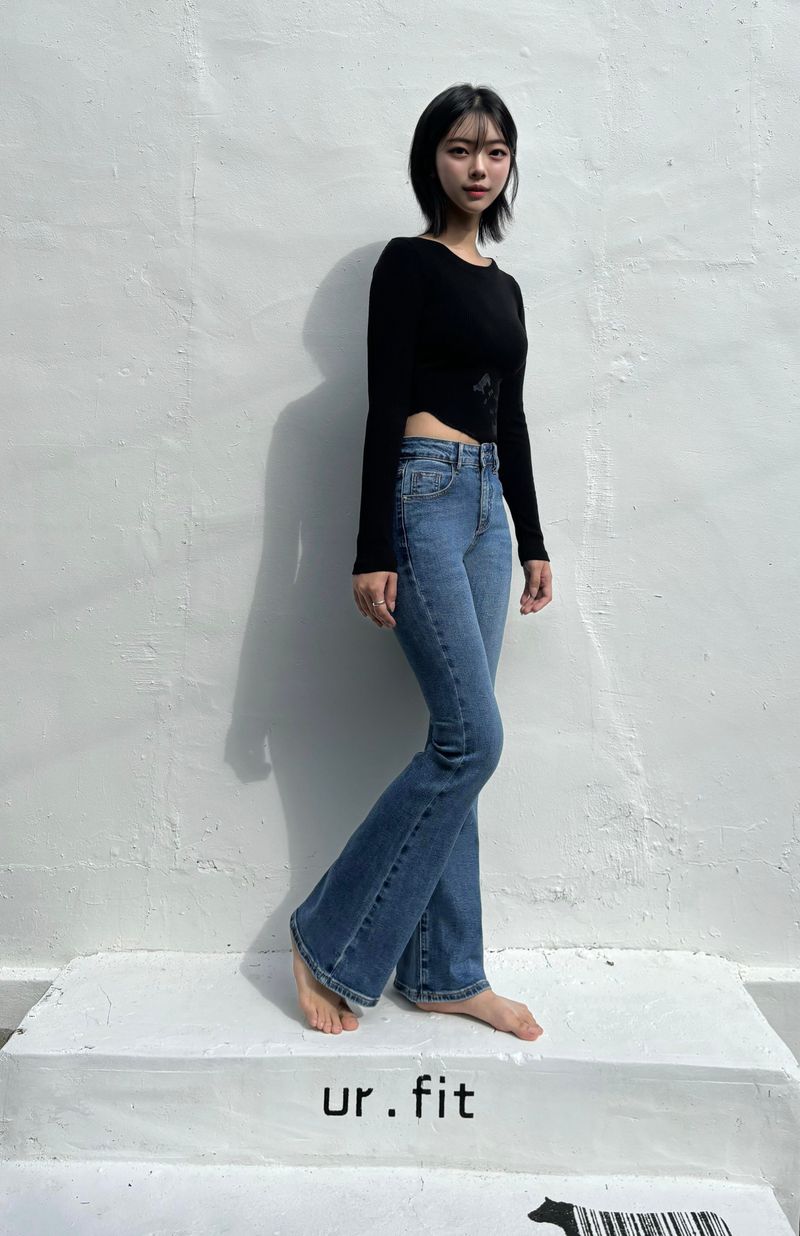 BASIC SPANDEX BOOTCUT DENIM PANTS code 18311