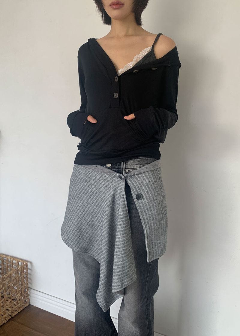 TENCEL BUTTON HOOD TEE