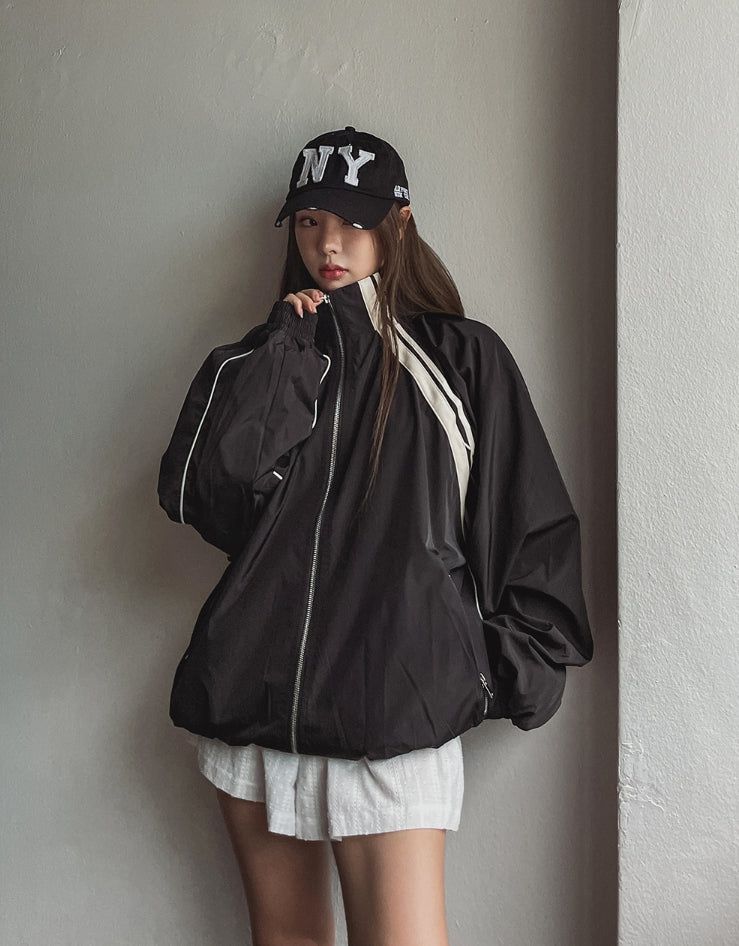 Stung Leather Track Balloon Zip-Up