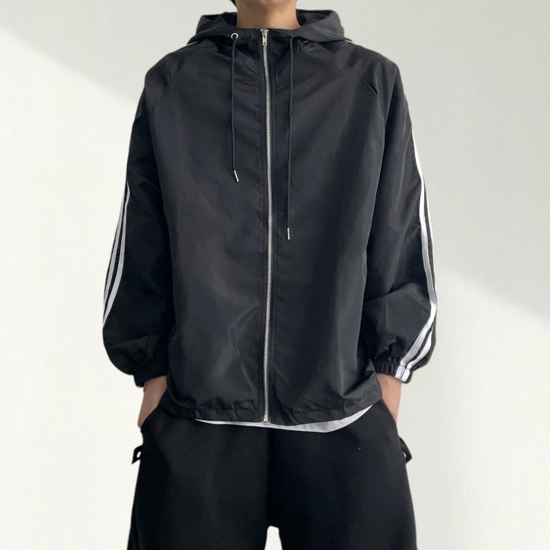 Zicker nylon track high-neck windbreaker hooded jumper