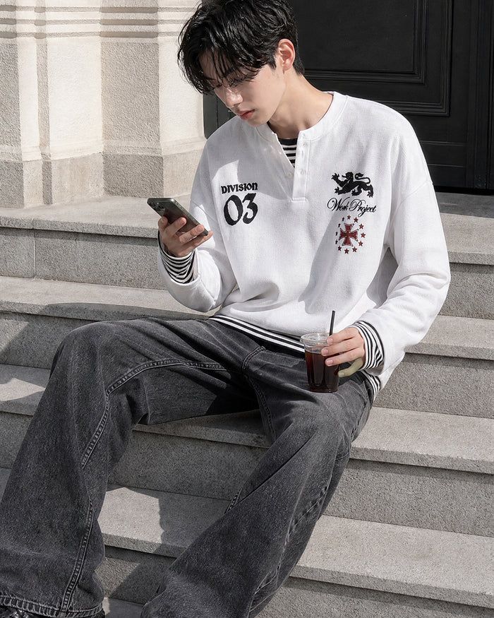 (UNISEX) Project Waffle Henley Long Sleeve