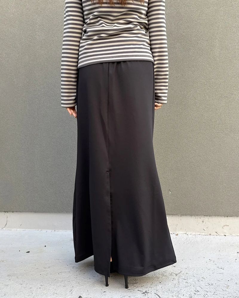  CUT LONG SKIRT (BLACK) WOMENS