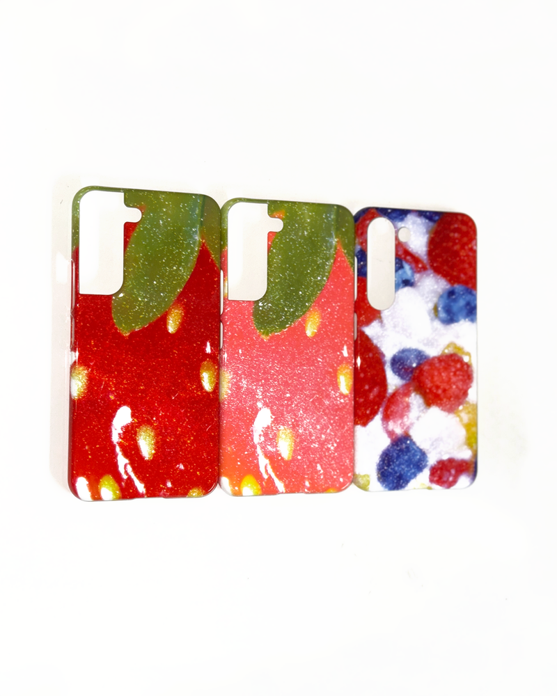(glossy hard) Sparkling Strawberry phone case - Red